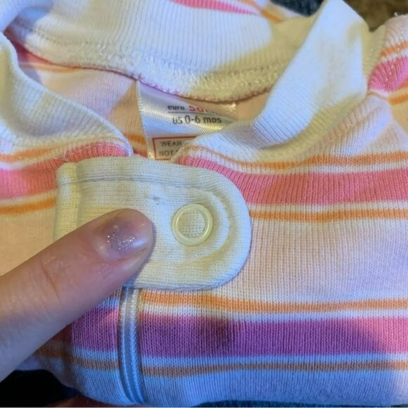 Hanna Andersson Pink And Orange Striped One Piece Pajamas 0-6 Mo - Picture 4 of 4